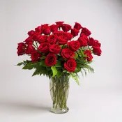 3 Dozen Red Roses – Classic Glass Vase