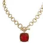 25mm Square Stone Pendant Necklace