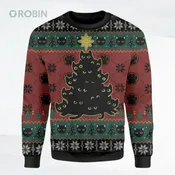 Alohazing Cat Tree Christmas All Over Printed Ugly Christmas Sweater, Sweatshirt