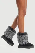 Faux Fur Cuff Low Platform Boots