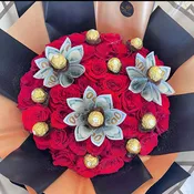 50 Red Rose with Money Flowers