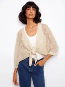 Charlie B Crochet Lurex Tie-Front Bolero - Gold