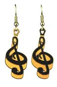 3D Gold Shadowed Treble Clef Earrings