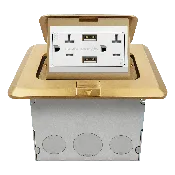 1-Gang Pop-Up Floor/Counter Top Box 20A Duplex Decorator Receptacle With Dual 2.1A USB-A Charger | Tamper Resistant | 125V | Enerlites 961243-C/S-USB