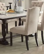 Acme Furniture Gerardo Upholstered Side Chair in Beige and Espresso (Set of 2) 60822