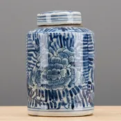 Blue and White Tea Caddy Jar Pair