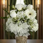 Freshness and Simplicity of White Vase... by Petals