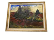 #105 Vintage Acrylic Landscape Painting On Canvas  Framed