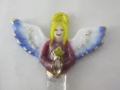 Angel Ornament – Blond Hair, Blue Wings
