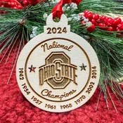 2024 FBS National Champions Wood Ornament | Ohio State University | Buckeyes Football Ornament