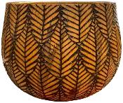 Bowl No. 842 Overlapping Ferns Calabash – OOAK Cook Pine Woodburned Artwork