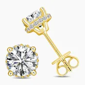 100% Pass Diamond Tester Round Moissanite Stud Earrings Women 925 Sterling Silver Ear Studs Wedding Jewelry