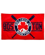 Believe In Boston Red Shamrock Baseball Flag