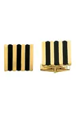 14K Gold Cufflinks – Alternating Bars of Yellow Gold and Black Onyx