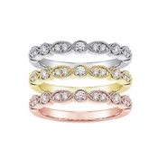 0.30 CT Round Diamond Wedding Band in 14k White/Yellow/Rose Gold Bezel & Pave Setting