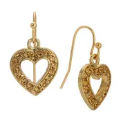 1928 Jewelry Light Topaz Crystals Heart Drop Earrings