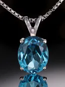 12x10mm Oval Blue Topaz Pendant with Chain