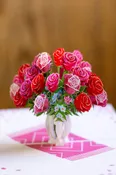 Cardstalked - 3D Vase of Roses Pop-Up greeting card, designed by Veterans!