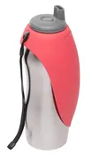 Messy Mutts Stainless Steel Dog Travel Water Bottle With Silicone Flip Up Bowl 24oz - Pink