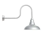12" Dahlia LED Barn Light with Industrial Arm in Galvanized Silver