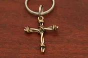 Barbed Wire Cross Pendant in Nickel - Medium