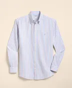 Big & Tall Stretch Cotton Non-Iron Oxford Polo Button Down, Stripe Sport Shirt