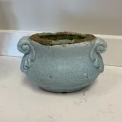 6" Blue Glazed Terracotta Urn