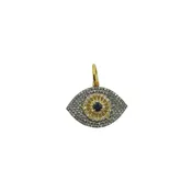 14K Gold & Silver Sapphire Diamond Evil Eye Charm