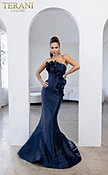 241E2512 Strapless Mikado Midnight Column Evening Dress