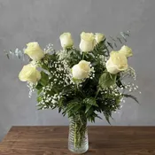Dozen's white roses