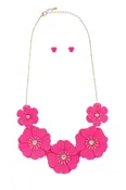 5 Flowers Statement Necklace Set