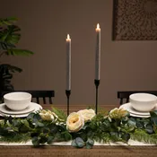 11" Set of 2 LED Flameless Flickering Taper Glittered Christmas Candles - Silver