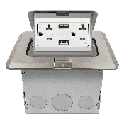 1-Gang Pop-Up Floor/Counter Top Box 20A Duplex Decorator Receptacle With Dual 2.1A USB-A Charger | Tamper Resistant | 125V | Enerlites 961243-C/S-USB