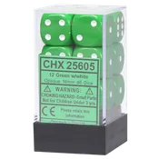 16mm d6 Opaque 12 Dice Green/White