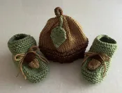 Acorn Baby Hat & Booties Set