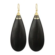 18K Gold Large Ebony Teardrop Earrings