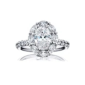 1.30 ct. GIA-Certified Oval-Cut Diamond Ring with Oval and Micro Pave Accents in Platinum