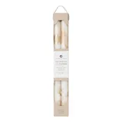 12" Decorative Taper Candles 2pk: Pure White w/ Gold