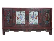 Antique Asian Cabinet on Stand by Fortune, Wood, Porcelain, 51"W, PA6720MD