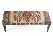 Handmade Southwestern Upholstered Accent Bench – Wood Legs