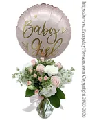 Baby Girl Flowers And Balloon