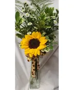 1 SUNFLOWER IN A VASE WITH FILLER (E)