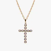 AM Studio Gold and Diamonds Cross Necklace