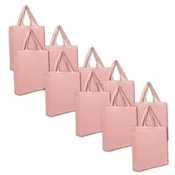 10 Pack of Blank Canvas Tote Bags - Coral Color - 14.5x17x3 - 100% Cotton