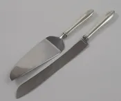 2 Pc Set Sterling Silver HH Cake Server &amp; Bread Knife "Betsy Patterson Plain" by Kirk Engraved "M"