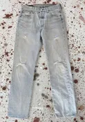 Vintage Levi 501 Red Tab Premium Wash Patched Denim Jeans w/ Feathers (JYJ0526-509)