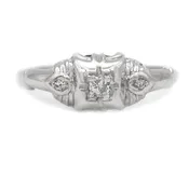 1930s Antique Old Mine Cut Diamond Promise Ring