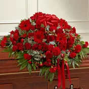 Cherished Memories Half Casket Cover - Red   91228
