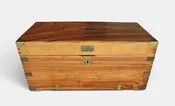 Antique Camphor Wood Campaign Chest with Brass Hardware