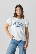 AIR FORCE FALCONS ALL IN TO WIN FLUTTER SLEEVE CREWNECK TOP